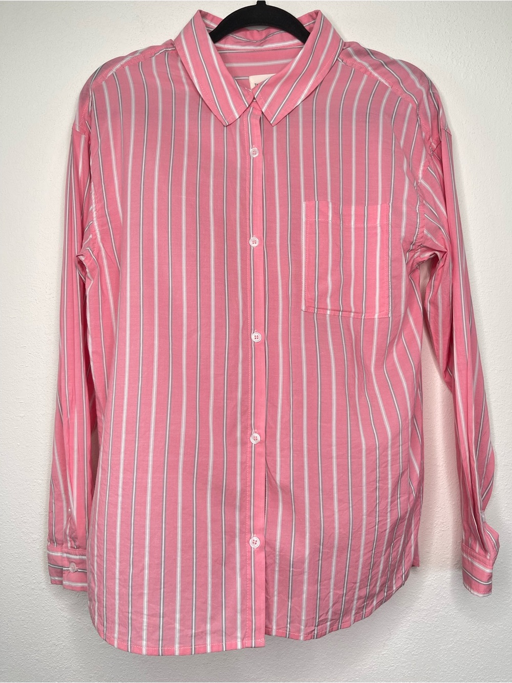 Thread & Supply Strawberry Striped Button Up Shirt Cotton Blend Long Sleeve M